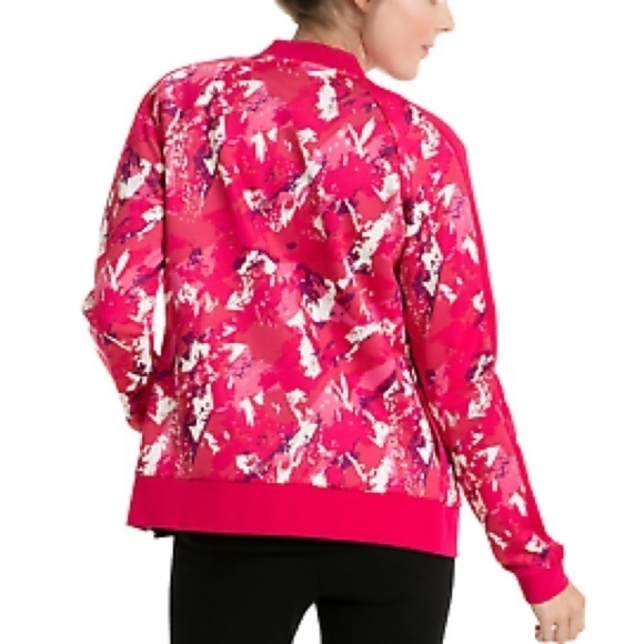 Puma All Over Print T7 Women's Track Jacket Love Potion Size Small Pink & White - Picture 4 of 16